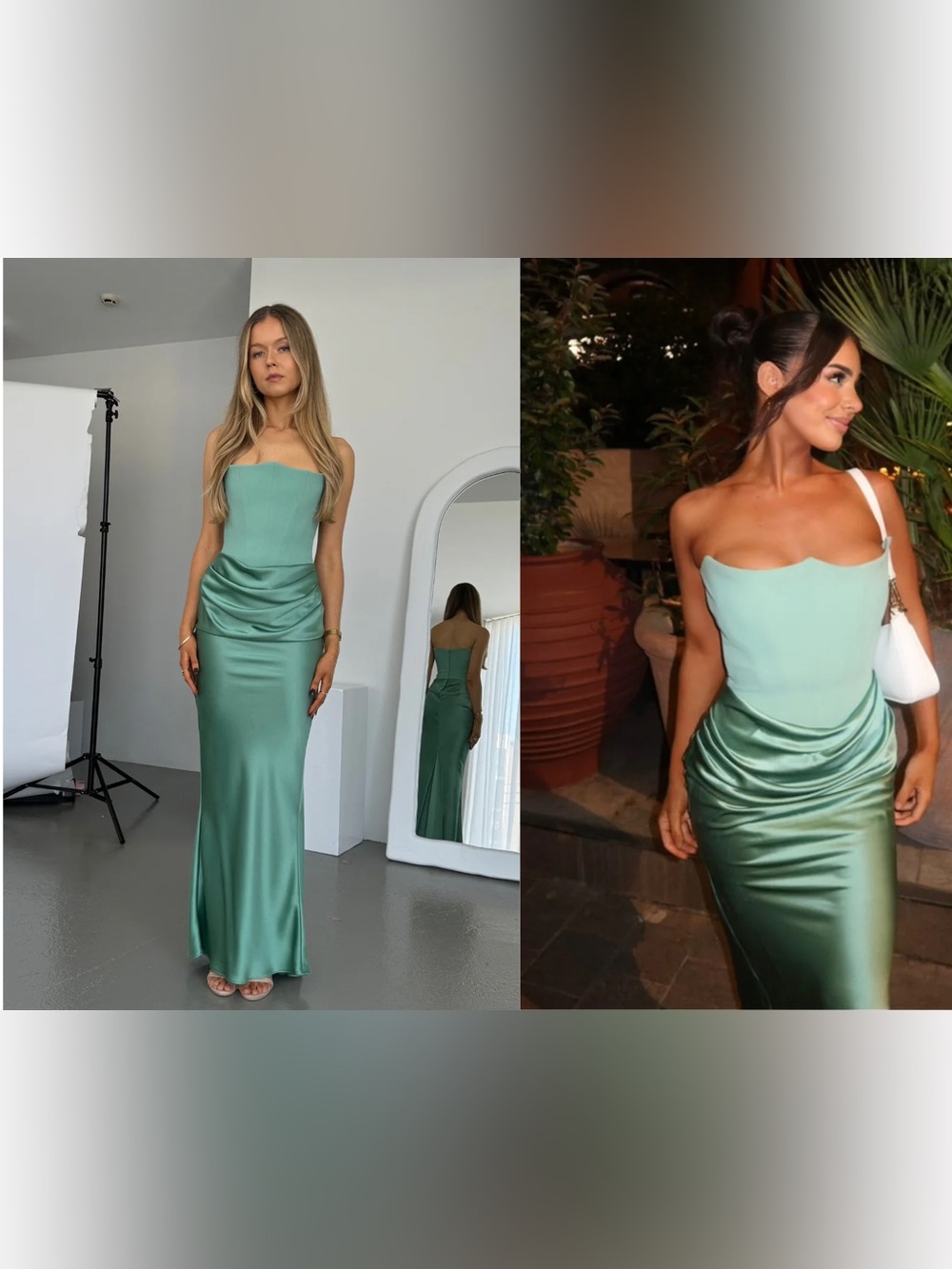 House of CB Persephone Jade Strapless Corset Maxi Dress Green Womens Size M D-DD - Picture 4 of 15